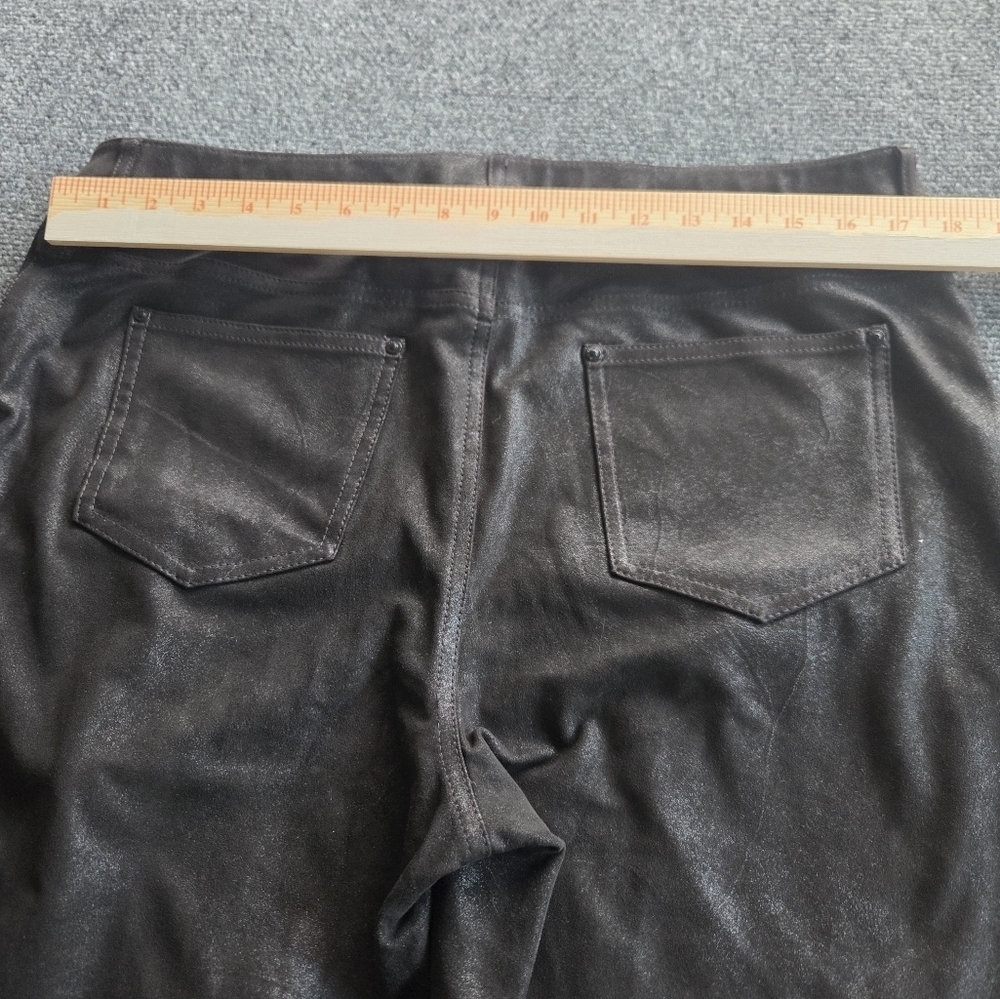 Chico’s Dark Silver Metallic Pants Size 2 Straight Leg Mid Rise Shimmer - Picture 5 of 8